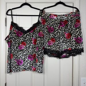 NWT Sofia Intimates 4XL 2-Piece Cami/Shorts Set Velvet Lace Leopard Floral Sexy